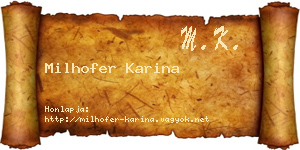 Milhofer Karina névjegykártya